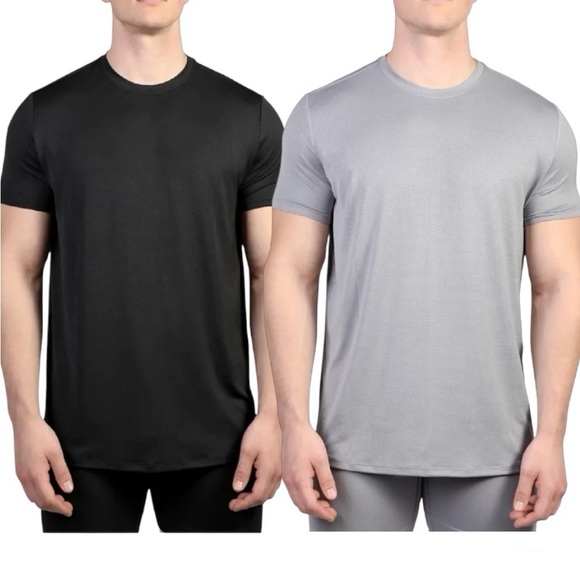4 Pack Athletic Works Mens Polymesh Crew T-Shirt Size S (34-36) Black / Gray - Picture 2 of 9